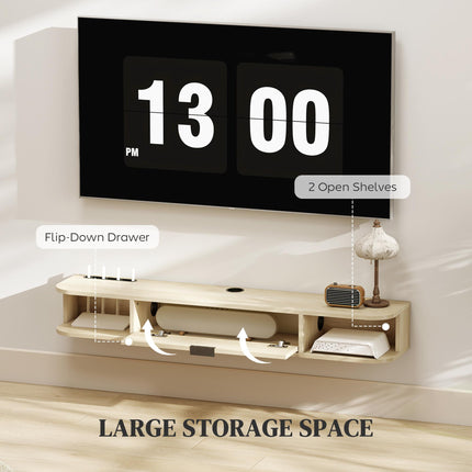 120 cm Floating TV Unit for TVs up to 50 Inch - Natural