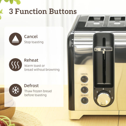 Kettle and Toaster Set, 1.7L 3000W Rapid Boil Jug Kettle with Otter Thermostat, Limescale Filter, 4 Slice Toaster with 7 Browning Controls, Crumb Tray, LED Strip, Black