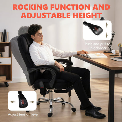 Office Chair with 6-point Vibration Massage and Heat, Fabric Desk Chair with Footrest, High Back, Black