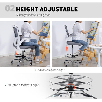 Draughtsman Chair, with Adjustable Lumbar - Charcoal Grey