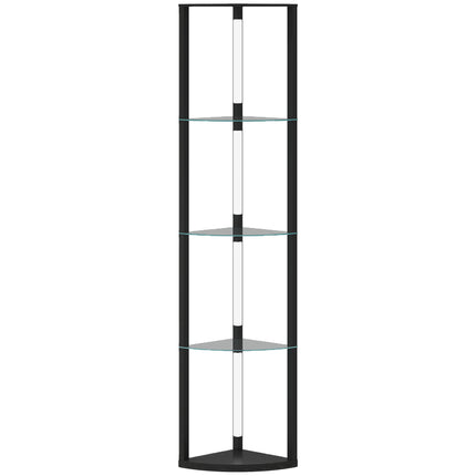 LED Floor Lamp with Shelves, Dimmable Standing Lamp with Foot Switch for Living Room, Bedroom, Black