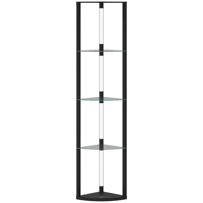 LED Floor Lamp with Shelves, Dimmable Standing Lamp with Foot Switch for Living Room, Bedroom, Black