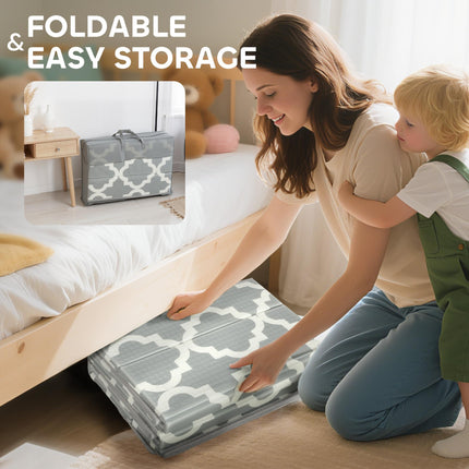 Foldable Baby Play Mat, Baby Playpen, Reversible Foam Playmat, Floor Mats for Toddlers, Traffic and Grey Diamond Theme