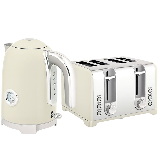 Retro 3000W Kettle and Toaster Set - Grey