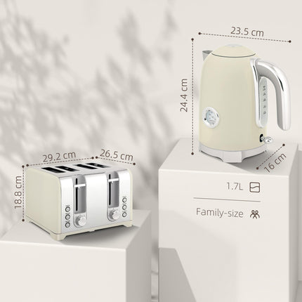 Retro 3000W Kettle and Toaster Set - Grey