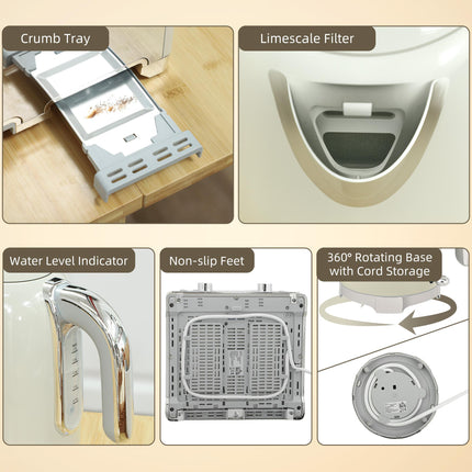 Retro 3000W Kettle and Toaster Set - Grey