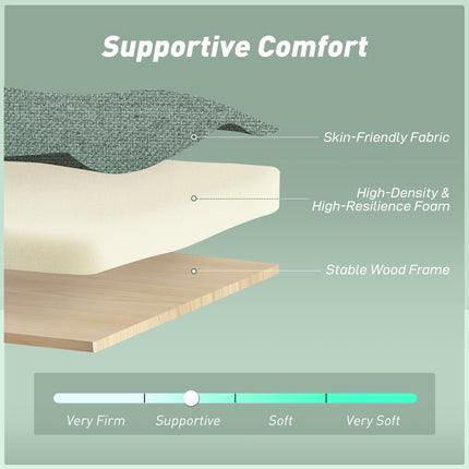 Three-Way 2 Seater Sofa Bed with Three-position back and Two Soft Pillows - Gree