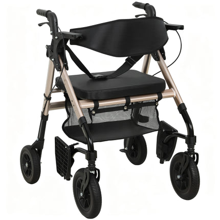 Rollator Walker Wheelchair, with Seat - Black
