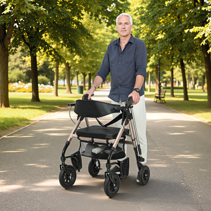 Rollator Walker Wheelchair, with Seat - Black