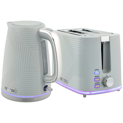 Modern Kettle and Toaster Set - Grey