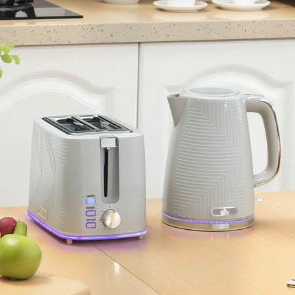 Modern Kettle and Toaster Set - Grey