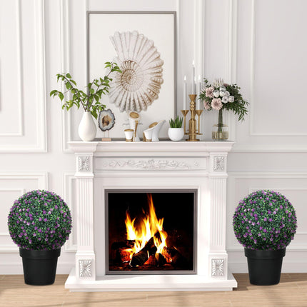 Set of Two Artificial Boxwood Balls Plants - Purple