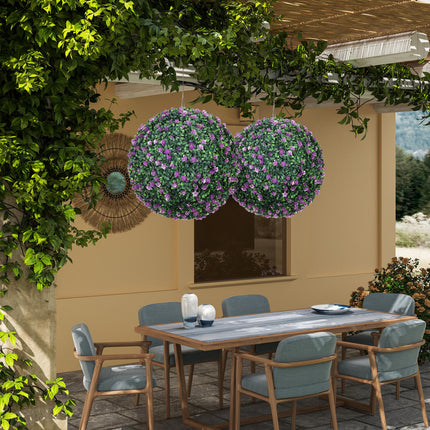 Set of Two Artificial Boxwood Balls Plants - Purple