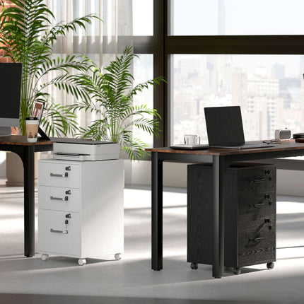 HOMCOM Three Drawer Wood-Effect Filing Cabinet - Black