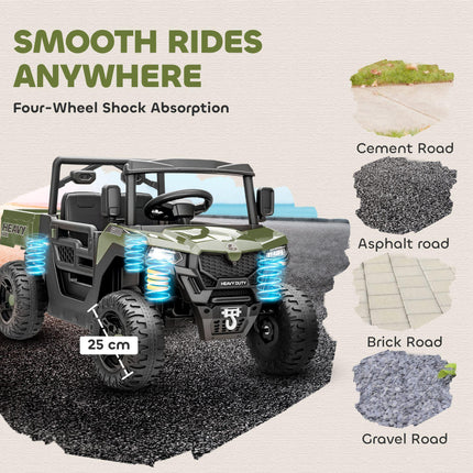 Kids Ride on Car, 12V Electric Kids UTV with Electric Dump Bed, 4-Wheel Suspension for 3-8 Years, Green