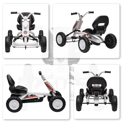 Kids Pedal Go Kart with Steel Frame, Sporty Design, for Ages 2-5 Years, White