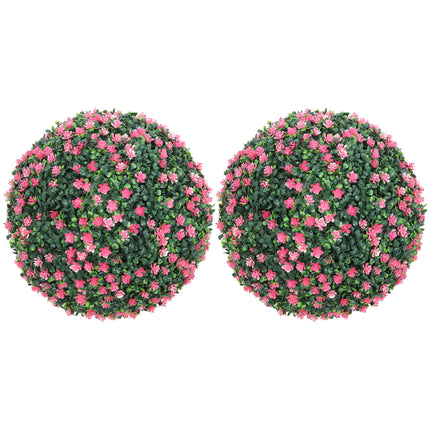 Set of Two Artificial Boxwood Balls Plants - Pink
