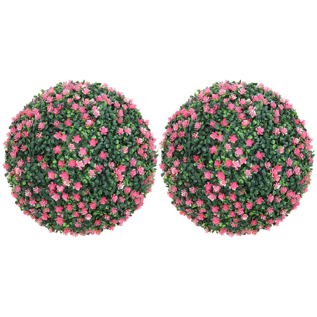 Set of Two Artificial Boxwood Balls Plants - Pink