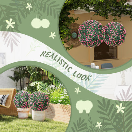Set of Two Artificial Boxwood Balls Plants - Pink