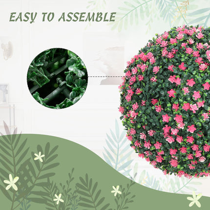 Set of Two Artificial Boxwood Balls Plants - Pink