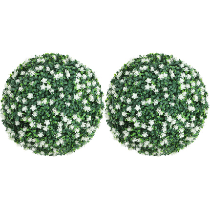 Set of Two Artificial Boxwood Balls Plants - White