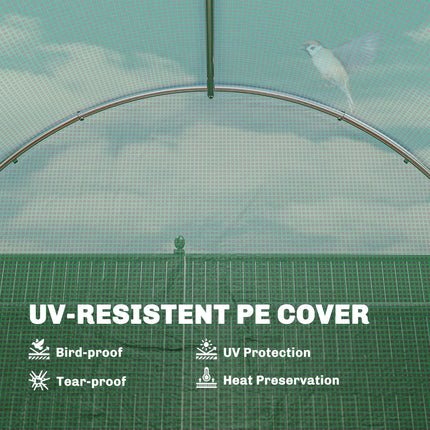 2 x 3 m Walk-in Polytunnel Greenhouse with Hinged Door and 6 Roll Up Mesh Windows, Garden Tunnel Warm House Tent, Green