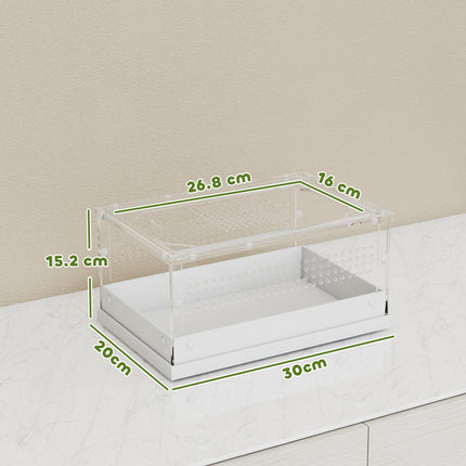 Acrylic Reptile Terrarium with Top Sliding Door, Vents, for Snake, Frog, Spider, Gecko, Tarantula, 30 x 20 x 15 cm