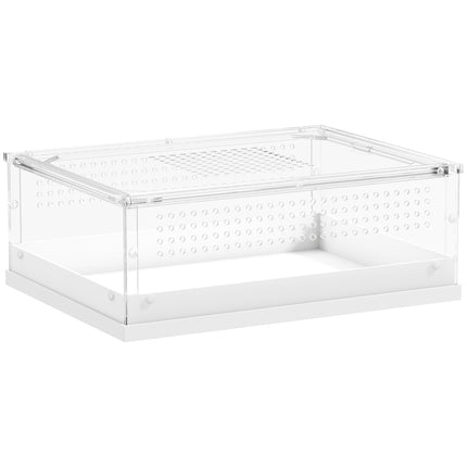 Acrylic Reptile Terrarium with Top Sliding Door, Vents, for Snake, Frog, Spider, Gecko, Tarantula, 40 x 30 x 15 cm