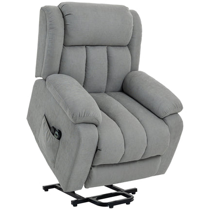 Power Lift Recliner Chair with Vibration Massage, Lift Chair for Elderly with Footrest, Remote, Side Pocket, Light Grey