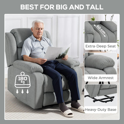 Power Lift Recliner Chair with Vibration Massage, Lift Chair for Elderly with Footrest, Remote, Side Pocket, Light Grey