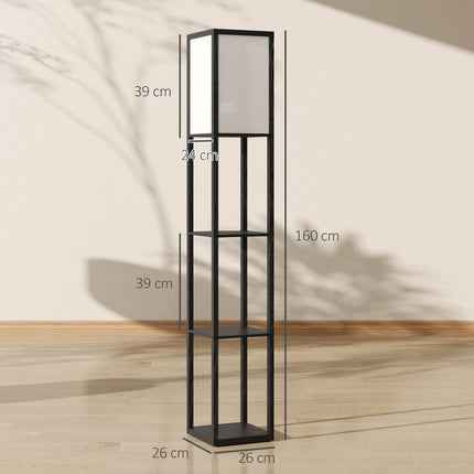 Floor Lamp with Shelves, 3 Layer Column Modern Standing Lamp for Living Room, Bedroom, Office, Bulb not Included, Black