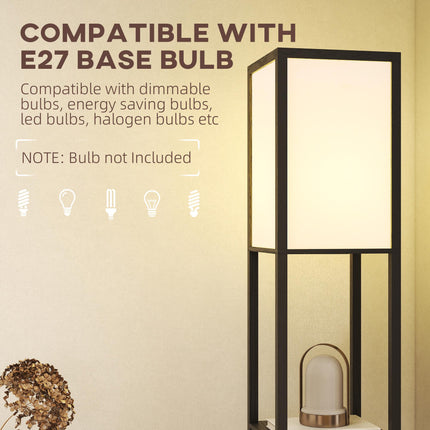 Floor Lamp with Shelves, 3 Layer Column Modern Standing Lamp for Living Room, Bedroom, Office, Bulb not Included, Black