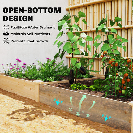 Raised Garden Bed, Wooden Planter Box with Divider and Open Bottom for Flowers, Herbs, Vegetables, DIY Painting