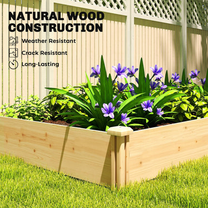 Raised Garden Bed, Wooden Planter Box with Divider and Open Bottom for Flowers, Herbs, Vegetables, DIY Painting