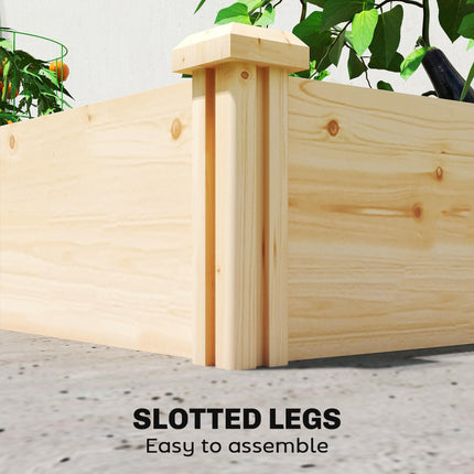 Raised Garden Bed, Wooden Planter Box with Divider and Open Bottom for Flowers, Herbs, Vegetables, DIY Painting
