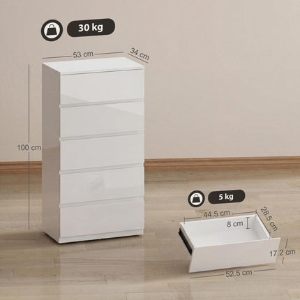 Chest of Drawers, 5-Drawer Storage Cabinets, Modern Dresser, Storage Drawer Unit