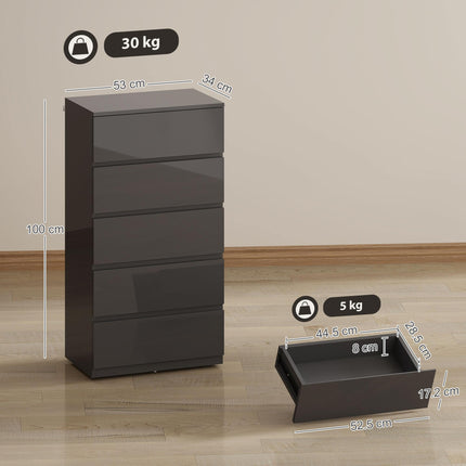 Chest of Drawers, 5-Drawer Storage Cabinets, Modern Dresser, Storage Drawer Unit