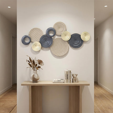 HOMCOM Metal Wall Art, Modern Hanging Wall Decor with Multi-Disc Design for Living Room Bedroom Dining Room