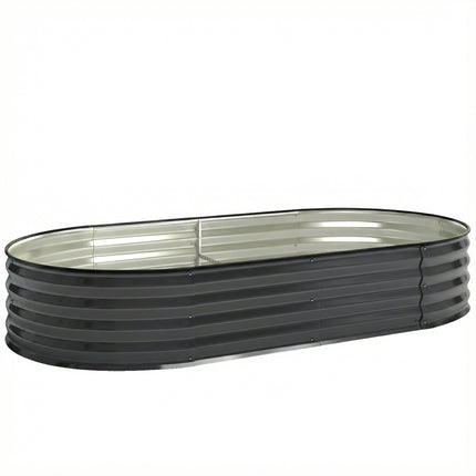 Galvanised Raised Garden Bed, Metal Planter Box with Safety Edging, for Flowers, Herbs, Succulents, Dark Grey