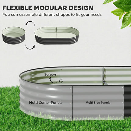 Galvanised Raised Garden Bed, Metal Planter Box with Safety Edging, for Flowers, Herbs, Succulents, Dark Grey