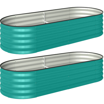 Set of Two 150 x 60cm Steel Planters - Green
