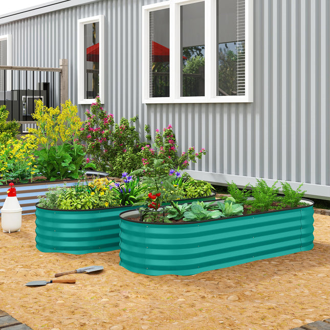 Set of Two 150 x 60cm Steel Planters - Green