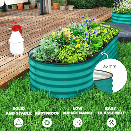 Set of Two 150 x 60cm Steel Planters - Green