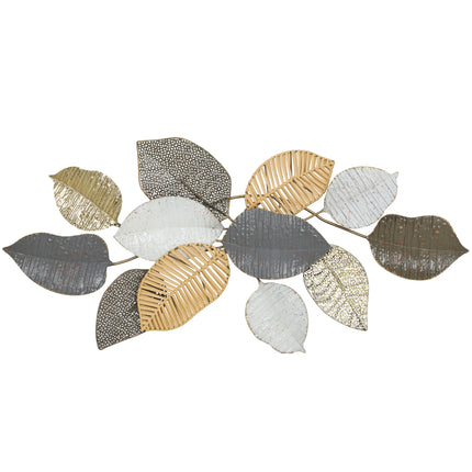 Metal Wall Art, Modern Hanging Wall Decor with Unique Leaf Design for Living Roo