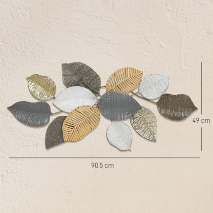 Metal Wall Art, Modern Hanging Wall Decor with Unique Leaf Design for Living Roo