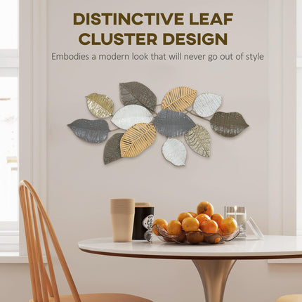 Metal Wall Art, Modern Hanging Wall Decor with Unique Leaf Design for Living Roo