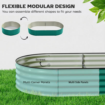 Galvanised Raised Garden Bed, Metal Planter Box with Safety Edging, for Flowers, Herbs, Succulents, Light Green