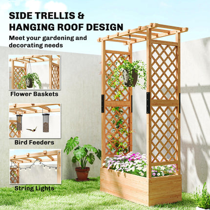 Fir Wood 110 x 44 cm Planter and Trellis Garden Bed