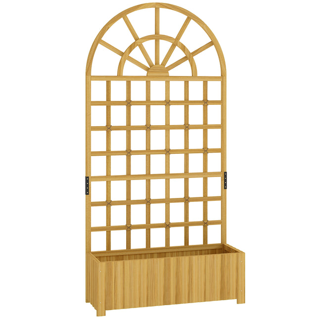 Wooden Raised Planter with Trellis, Raised Bed for Garden with Lattice and Drainage Holes for Climbing Plants