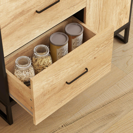 Tall Kitchen Cupboard, Freestanding Kitchen Pantry Cabinet with Adjustable Shelves, Drawers and Soft Close Door, 160cm